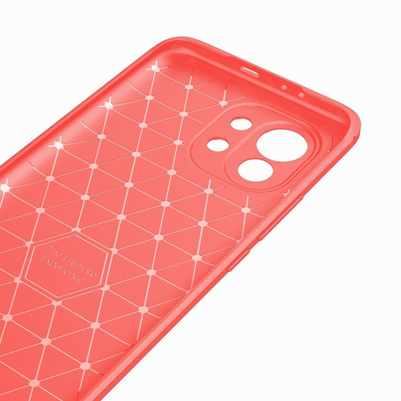 Чехол до Xiaomi Mi 11, Carbon, красный