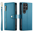 Откидной чехол для Samsung Galaxy S25 Ultra, Wallet Zipper Pocket, синий