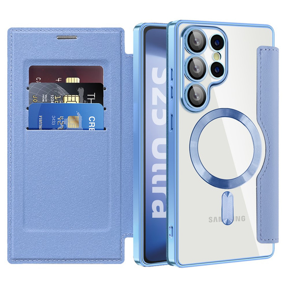 Откидной чехол для Samsung Galaxy S25 Ultra, RFID Wallet MagSafe CamShield, синий