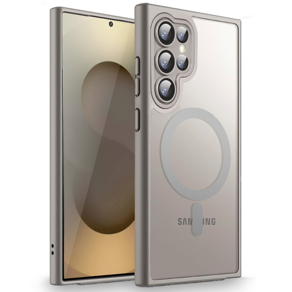 Чохол для Samsung Galaxy S25 Ultra, для MagSafe, ERBORD Matt Case, титановий сірий + захисне скло