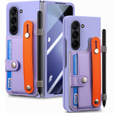 Чохол для Samsung Galaxy Z Fold 5 5G, з підставкою, склом та стилусом, шкіряний, чорний