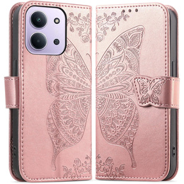 Чохол-книжка для Xiaomi Redmi 15C 4G/LTE, Butterfly, рожевий rose gold
