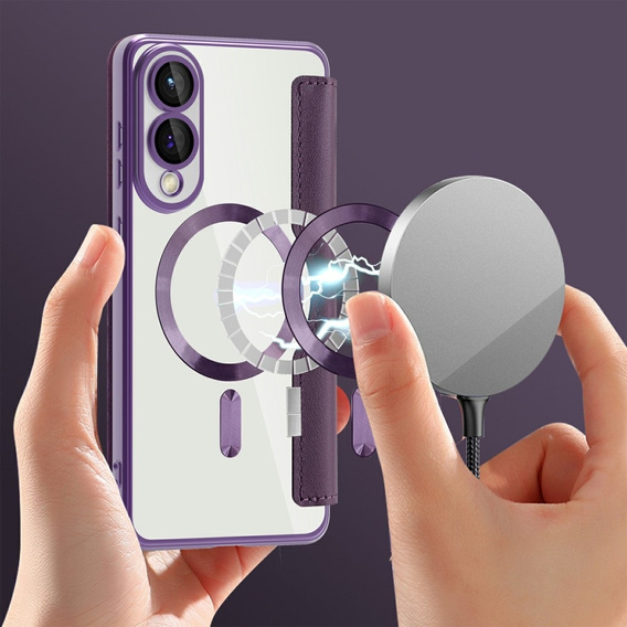 Чохол-книжка для Samsung Galaxy S25 Edge, RFID Wallet MagSafe CamShield, фіолетовий