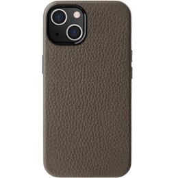 Чехол MELKCO для iPhone 15, кожаный для MagSafe, серый