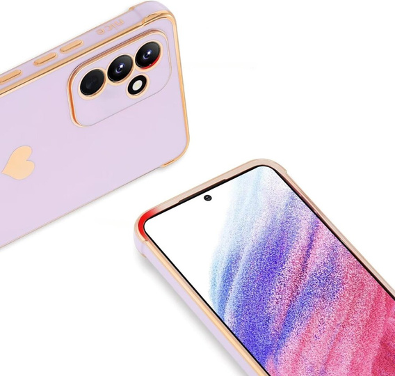 Чехол для Samsung Galaxy A25 5G, Electro heart, фиолетовый + полное клеевое керамическое стекло