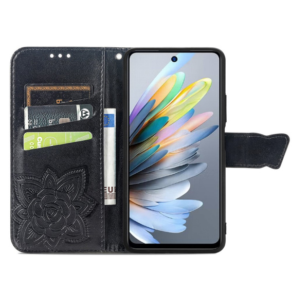 Чохол-книжка для Motorola Moto G15 / Motorola Moto G15 Power, Butterfly, чорний