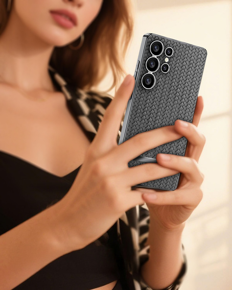 Чoхол до Samsung Galaxy S25 Ultra, GKK Woven Leather, сірий