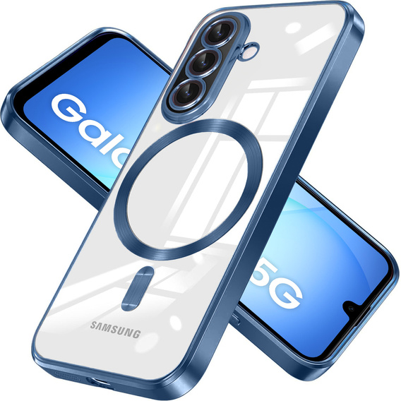 Чехол для Samsung Galaxy A17 5G, Electro MagSafe, прозрачный с темно-синими боками