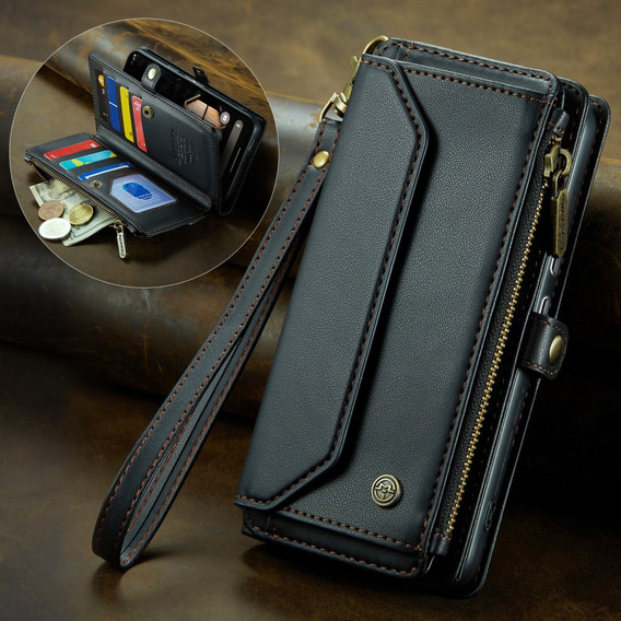 Чехол CASEME для Samsung Galaxy A56 5G, RFID Leather Wallet, с плечевым ремнем, зелёный