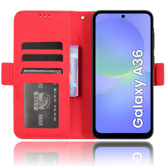 Откидной чехол для Samsung Galaxy A36, Card Slot, красный