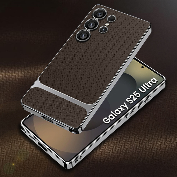 Чехол до Samsung Galaxy S25 Ultra, GKK Woven Leather, кофе