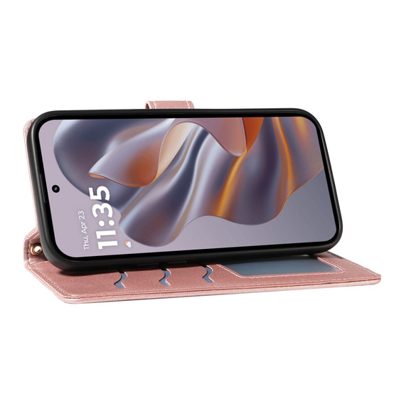 Чохол-сумка для Motorola Edge 50 Neo / Motorola ThinkPhone 25, Rhombus Crossbody Leather, рожевий rose gold