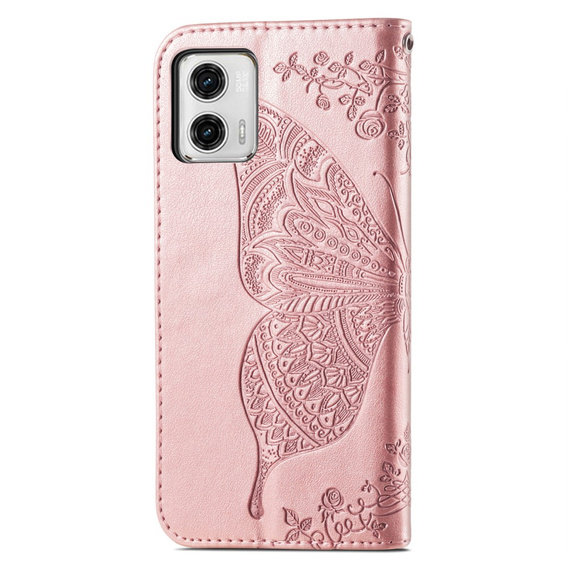 Чохол-книжка для Motorola Moto G73 5G, Butterfly, рожевий rose gold