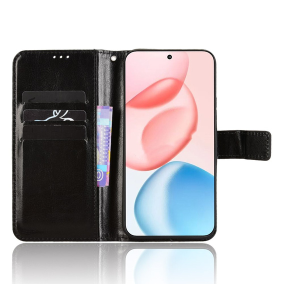 Откидной чехол для Honor 400 5G, Crazy Horse Wallet, чёрный