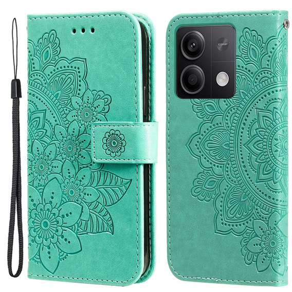 Откидной чехол для Xiaomi Redmi Note 13 5G, Mandala, зелёный