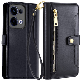 Откидной чехол для Oppo Reno 13, Wallet Zipper Pocket, чёрный