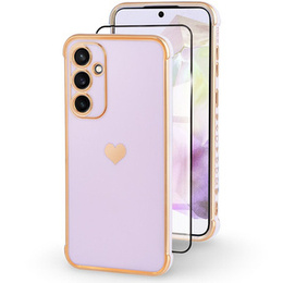 Чохол для Samsung Galaxy A35 5G, Electro heart, фіолетовий + Full Glue Ceramic Glass