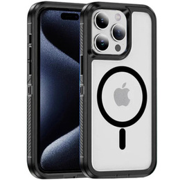 Чехол с рамкой для iPhone 15 Pro, для MagSafe, прозрачный / черный