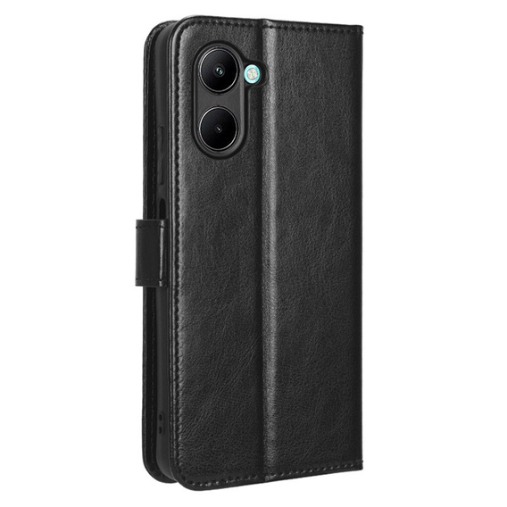 Откидной чехол для Realme C33, Crazy Horse Wallet, чёрный
