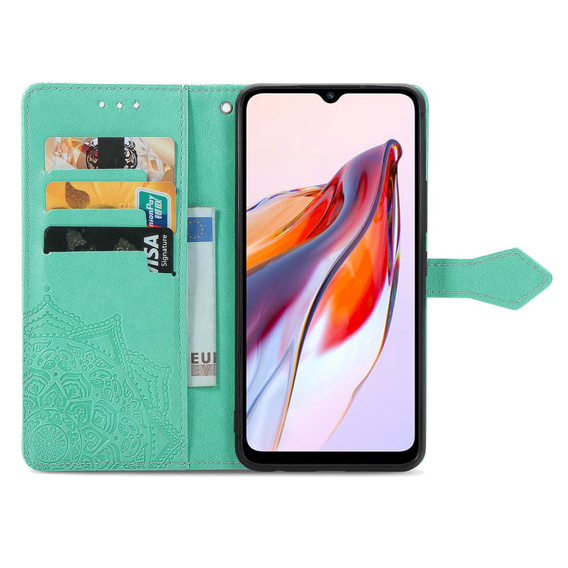 Откидной чехол для Xiaomi Redmi 12C, Mandala, зелёный