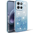 Чехол для Motorola Moto G86 5G, Glitter Flower, синий