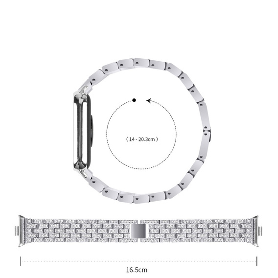 Бриллиантовый браслет для Xiaomi Smart Band 8 Pro, серебристый