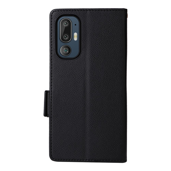 Чехол до HTC U24 Pro 5G, Wallet Litchi Leather, чёрный