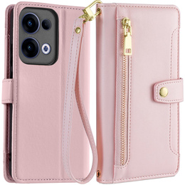 Откидной чехол для Oppo Reno 13, Wallet Zipper Pocket, розовый
