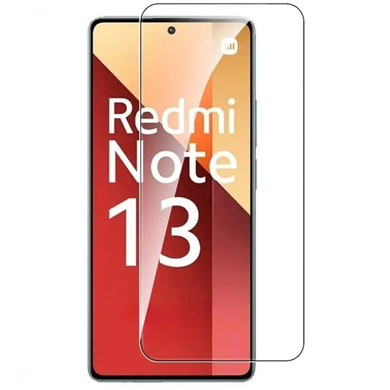 Силиконовый чехол для Xiaomi Redmi Note 13 5G, с защитой камеры, прозрачный / красный + закаленное стекло 9H