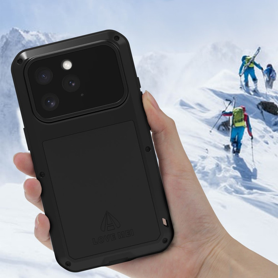 Чехол Love Mei до iPhone 16 Pro Max, armored with glass, чёрный