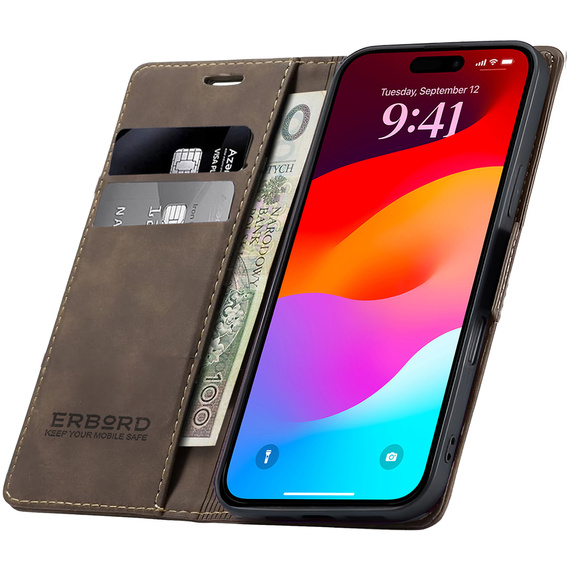 Чехол-кошелек ERBORD Vintage с клапаном для iPhone 17 Pro Max