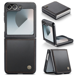 Чехол для Samsung Galaxy Z Flip7 FE / Z Flip6, CASEME Litchi Leather, чёрный