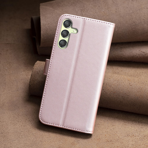 Откидной чехол для Samsung Galaxy A25 5G, BINFEN Wallet, розовый + 9H стекло  