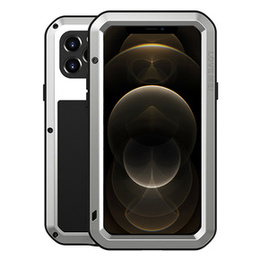 Чoхол Love Mei до iPhone 12 Pro, armored with glass, сріблястий