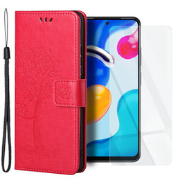 Чехол Wallet до Xiaomi Redmi Note 11/11S, Owl Tree, Red
