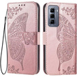 Откидной чехол для Infinix Hot 50 Pro+ 4G, Butterfly, розовый rose gold