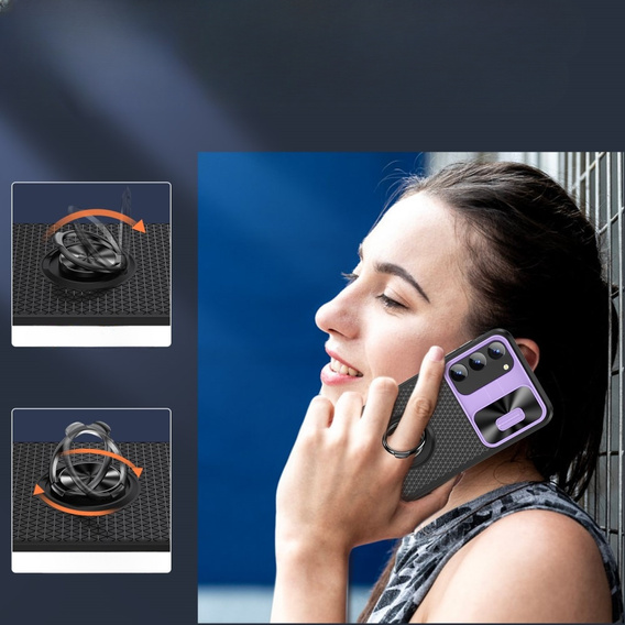 Чехол до Samsung Galaxy S23 Plus, Camera Slide Ring, черный / фиолетовый