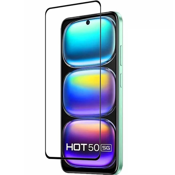 Закаленное стекло 3D для Infinix Hot 50 4G, чёрная рама