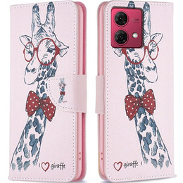 Откидной чехол для Motorola Moto G84 5G, Wallet, giraffe, розовый