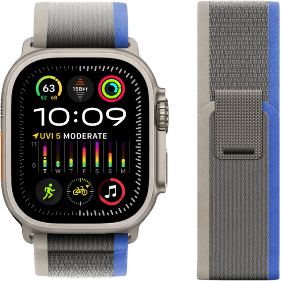 Нейлоновый ремешок до Apple Watch 1/2/3/4/5/6/7/8/SE/ULTRA 42/44/45/49mm, Grey / Blue