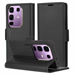 Чохол для Infinix Note 50 Pro+, ERBORD Glossy Litchi, гаманець з клапаном, чорний