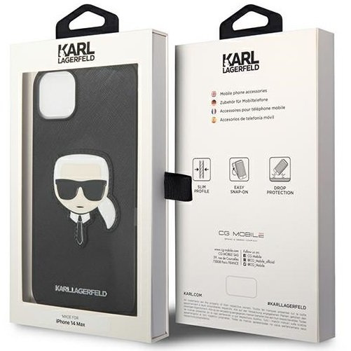 Чoхол Karl Lagerfeld до iPhone 14 Plus, Saffiano Karl's Head Patch, чорний