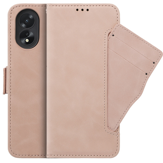 Футляр з клапаном для Oppo A58 4G, Card Slot, рожевий