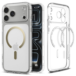 Чехол Spigen для iPhone 17 Pro Max, Ultra Hybrid MagSafe, прозрачный / золотой