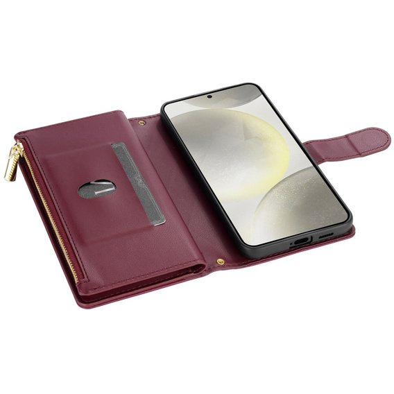 чехол-крышка для Samsung Galaxy A56 5G, Rhombus Crossbody Leather, бордовый