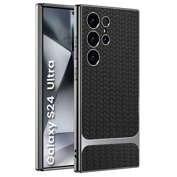 Чехол до Samsung Galaxy S24 Ultra, GKK Woven Leather, чёрный