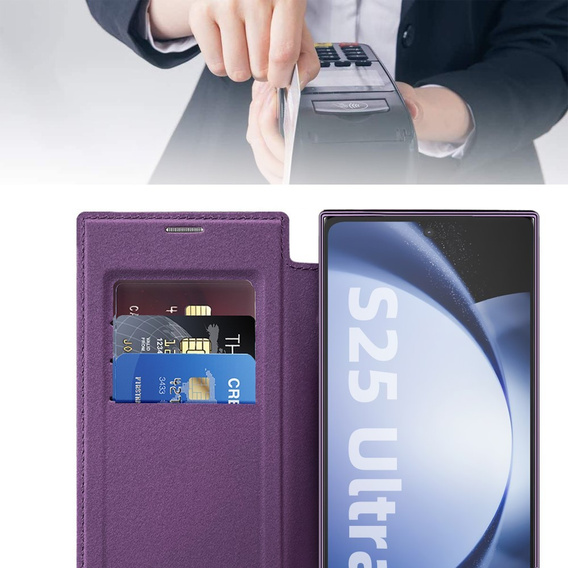 Откидной чехол для Samsung Galaxy S25 Ultra, RFID Wallet MagSafe CamShield, фиолетовый