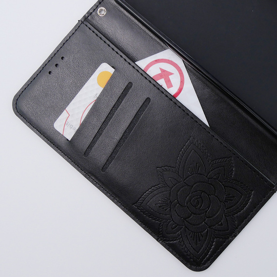 Откидной чехол для Motorola Moto G54 5G, Butterfly, чёрный