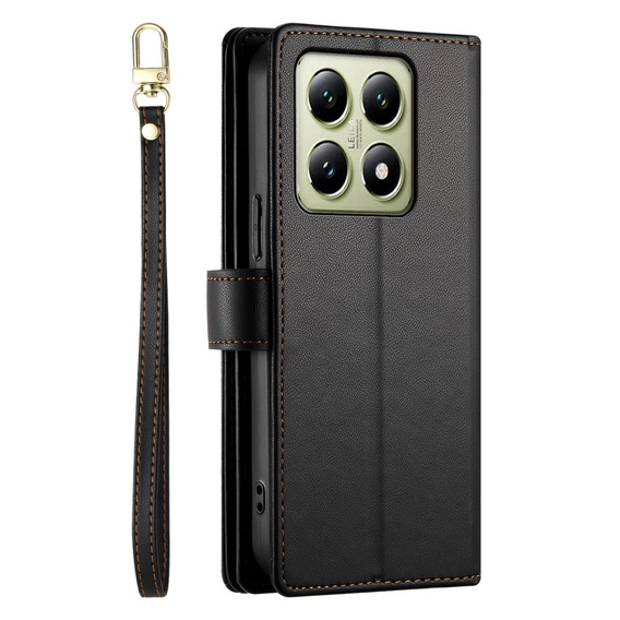Откидной чехол для Xiaomi 14T, Wallet Zipper Pocket, чёрный
