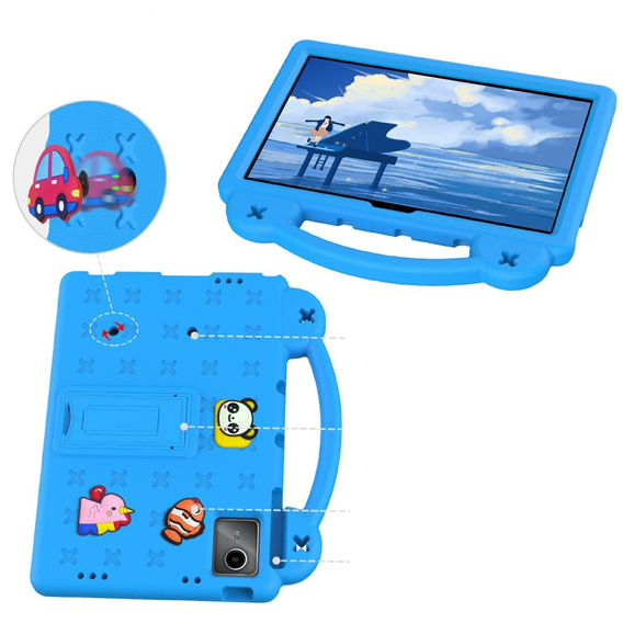 Детский чехол для Lenovo Tab M11, Cute Patterns, с подставкой, синий